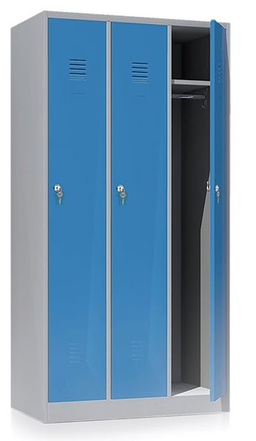 Ormar limeni s 3 odjeljka, dim. (d š v) : 905 500 1800 mm, sivo-plavi
