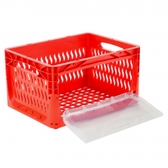 Plastična Euro kutija 400x300x220 mm – Crvena, perforirana s prednjim otvorom